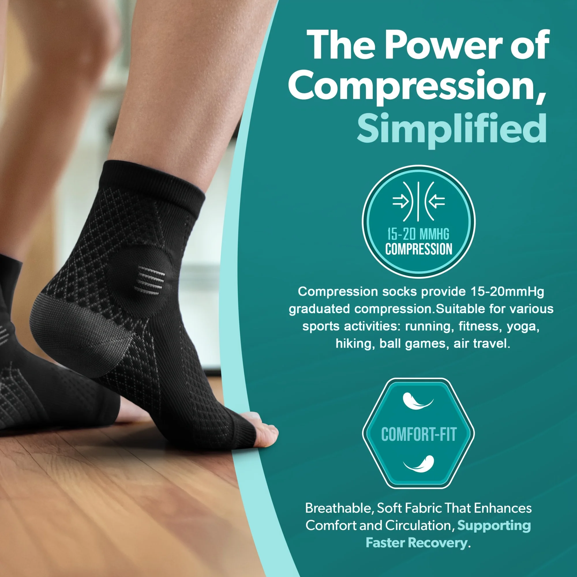 1Pair Ankle Foot Sleeves Compr - Ankle Brace Sock recension och pris