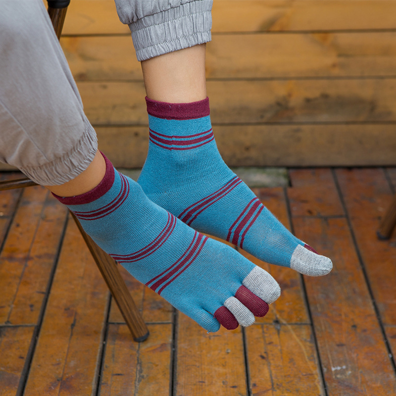 1/5 Pairs Men Striped Five Toe - Toe Sock Split recension och pris